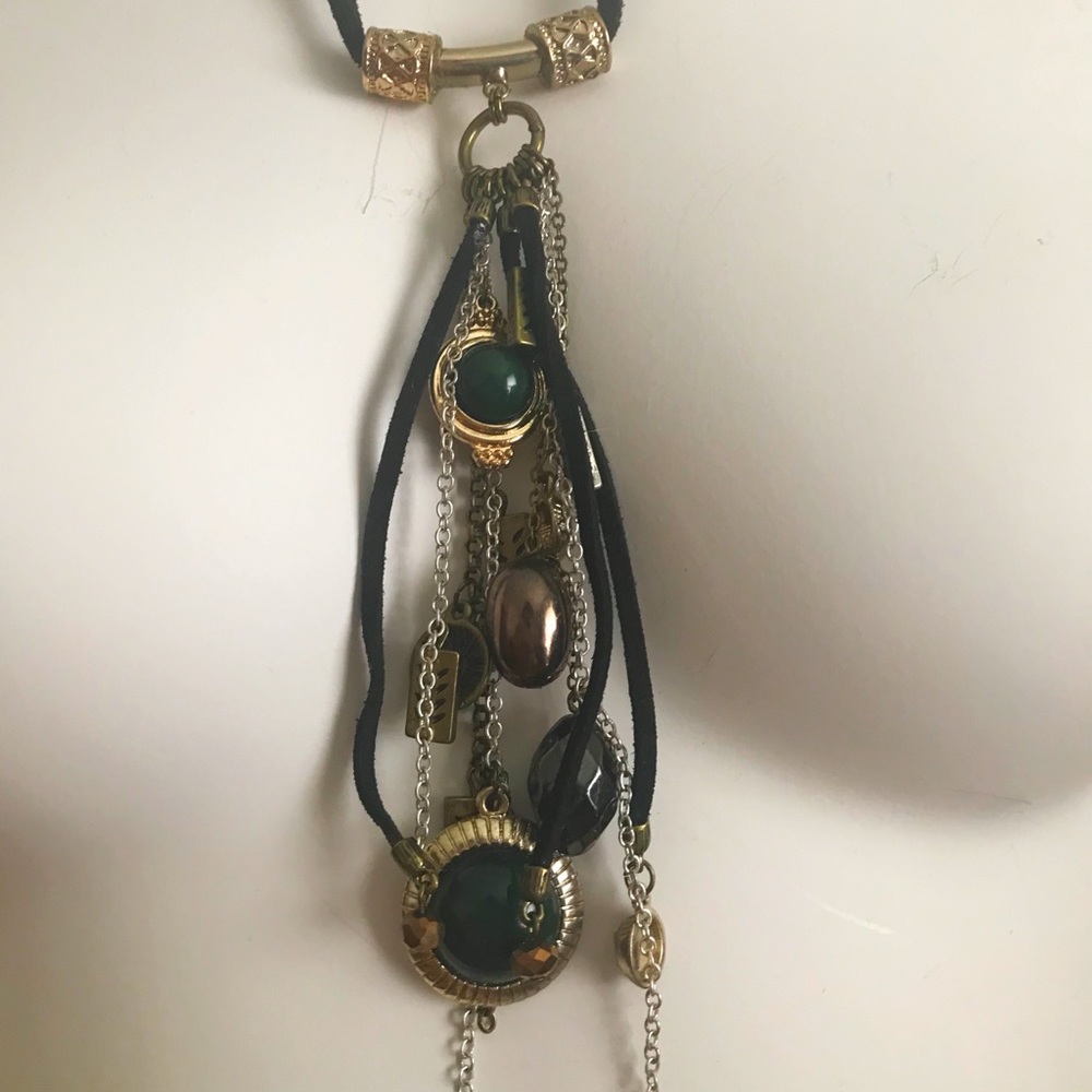 Abstract dangle suede necklace - Picture 2 of 2